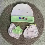 Baby Mitten Thai Cap Set - (Random Color) - Image 3