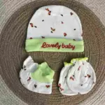 Baby Mitten Thai Cap Set - (Random Color) - Image 4