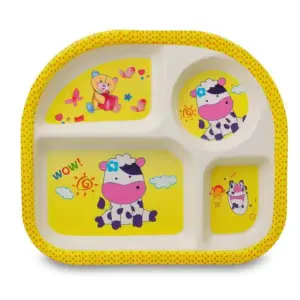 Baby & Toddler Melamine Plate – 4 Compartment Food Divider BPA Free Kids Feeding Plate | বেবি মেলামাইন ৪ কম্পার্টমেন্ট ফুড ডিভাইডার প্লেট