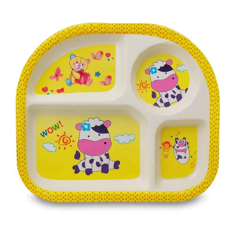 Baby & Toddler Melamine Plate – 4 Compartment Food Divider BPA Free Kids Feeding Plate | বেবি মেলামাইন ৪ কম্পার্টমেন্ট ফুড ডিভাইডার প্লেট