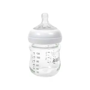 Philips Avent Natural Glass Feeding Bottle 120ml BPA Free Borosilicate Glass Baby Bottle with Natural Response Silicone Nipple