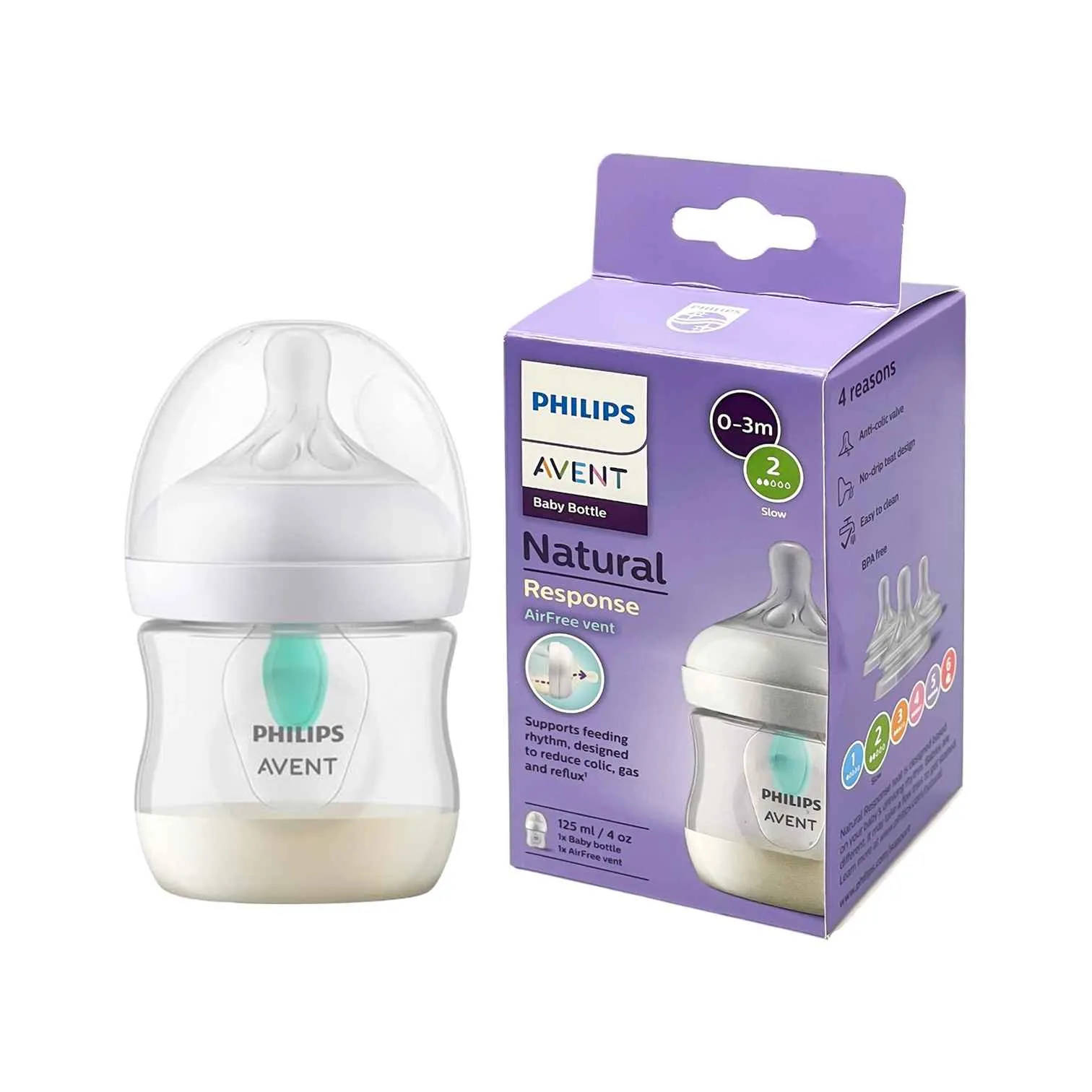 Philips Avent Natural Response Baby PP Feeding Bottle AirFree Vent 125ml Philips Avent Natural Response Baby PP Feeding Bottle AirFree Vent 125ml BPA Free Baby Bottle