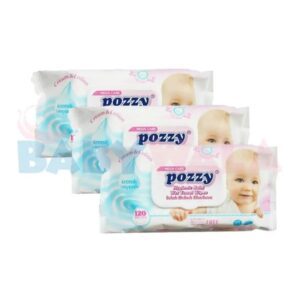 Pozzy Baby Wet Wipes 120pcs soft alcohol-free wet tissue for babies and sensitive skin