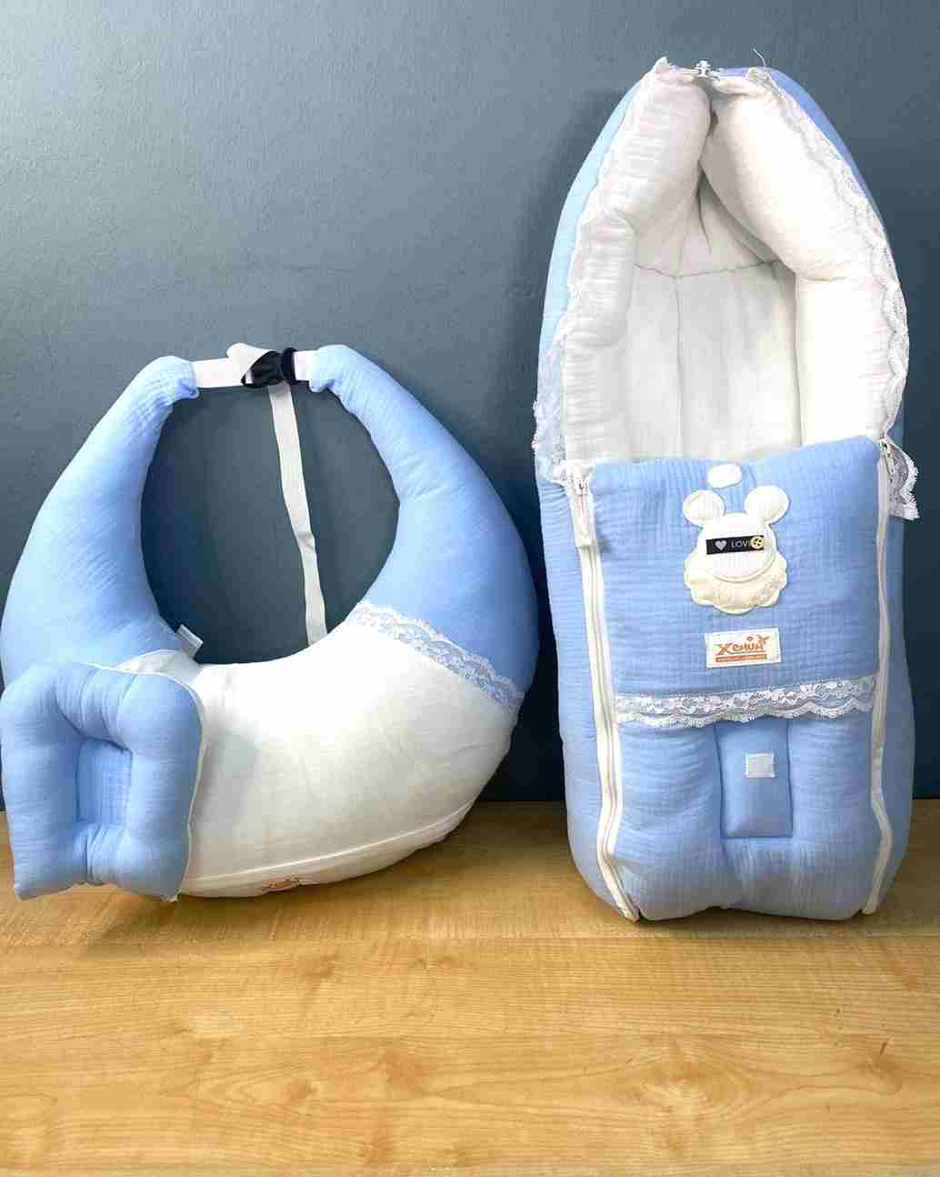 Xemum Muslin Nursing Pillow & Safety Bed Combo Xemum Muslin Nursing Pillow & Safety Bed Combo soft breathable baby feeding pillow and newborn safety bed
