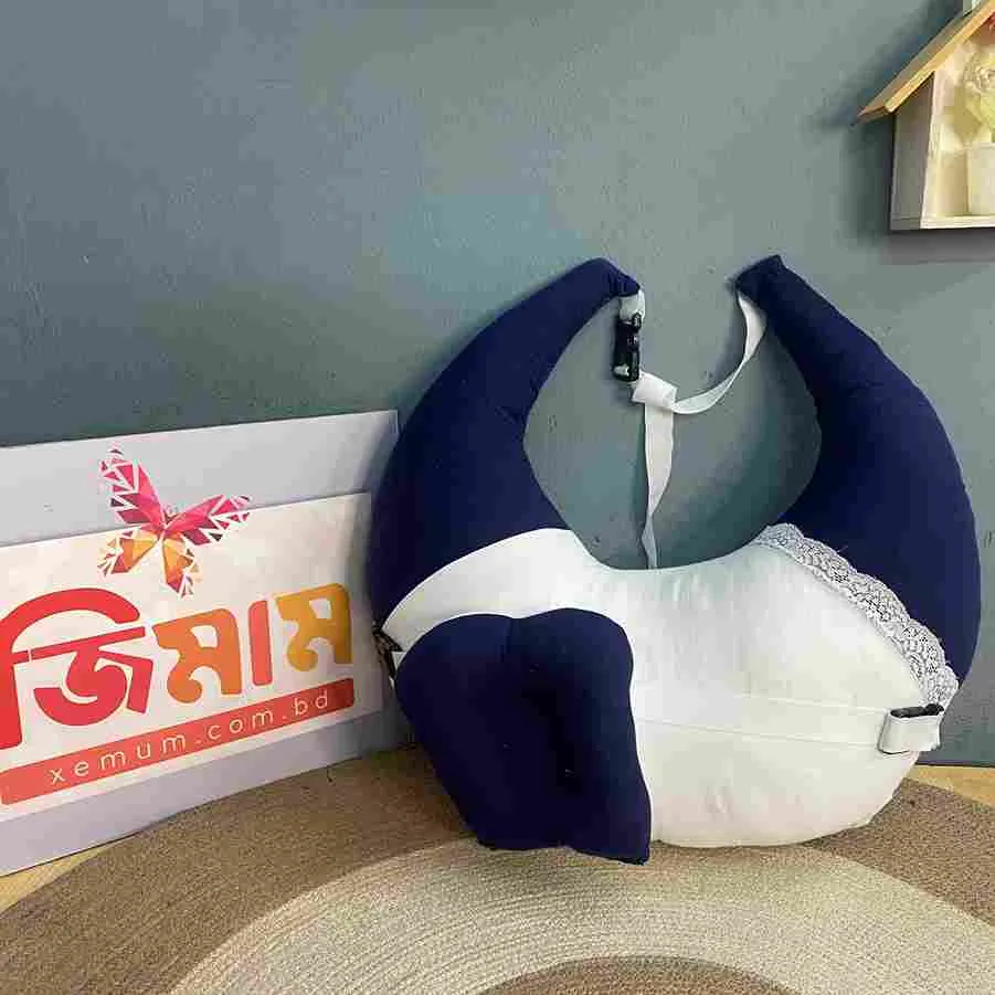Xemum Muslin Nursing Pillow – Blue White Xemum Muslin Nursing Pillow Blue White Soft Breastfeeding Support Pillow for Mom and Baby Xemum Muslin Nursing Pillow ব্লু হোয়াইট নরম ব্রেস্টফিডিং সাপোর্ট পিলো