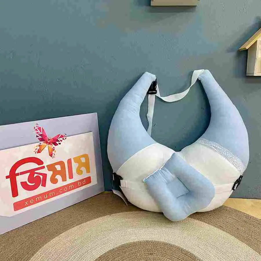 Xemum Muslin Nursing Pillow – Light Sky | Soft Breastfeeding Support Pillow Xemum Muslin Nursing Pillow Light Sky soft muslin breastfeeding pillow for mother and baby | Xemum মসলিন নার্সিং পিলো লাইট স্কাই
