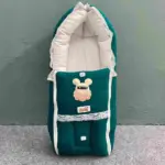 Muslin Safety Bed Green Color Soft Muslin Cotton Baby Sleeping Bed for Newborn