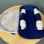Xemum Muslin Coverd Bedding-Shimul Tula Head Pillow (M-02)-Navy Blue - Image 3