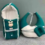 Xemum Muslin Nursing Pillow Safety Bed Combo P-6 Green Color Soft Baby Nursing Pillow and Infant Safety Bed
