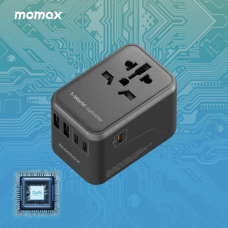 5e2f6d1bbac626eb5d7142d3841341de 1-World Universal 5-Port Travel GaN Charger 65W - Image 1