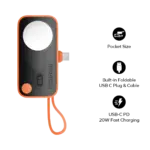 1-Power X Pro Mini⁺ 5000mAh Integrated Foldable USB-C Plug and Built-In USB-C Cable Battery Pack with Apple Watch Fast Charger - Image 3