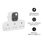 1-Charge Work Flow T-Shaped Extension Cord With 3 Sockets, 2 USB-A and 2 USB-C Ports - Image 2