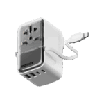 1-World+ Flow 4-Port Travel Charger With Built-In USB-C Cable 35W
