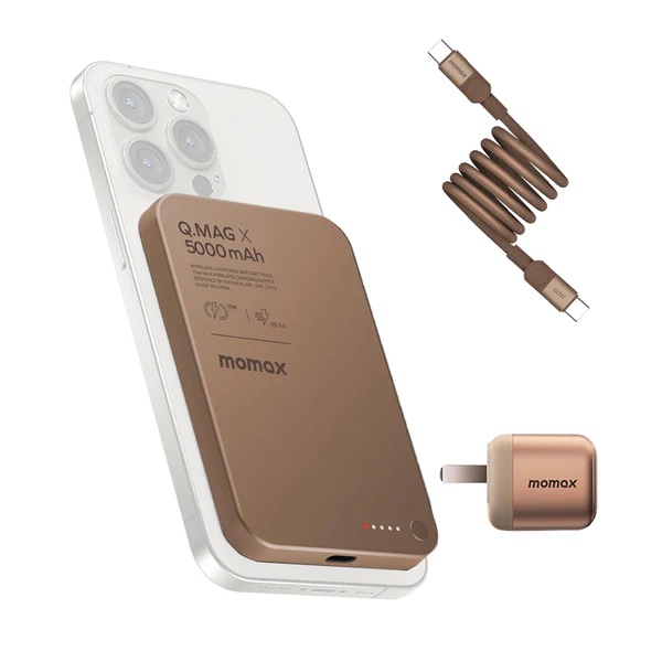 img_1080 Momax Charger Ensemble – Q.Mag X 5000mAh Magnetic Wireless Battery Pack + 60W USB-C Magnetic Cable + 30W GaN Charger - Image 1
