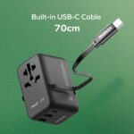 1-World+ 3-Port Travel Charger Built-In USB-C Cable 25W - Image 8