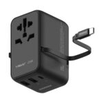 1-World+ 3-Port Travel Charger Built-In USB-C Cable 25W - Image 7